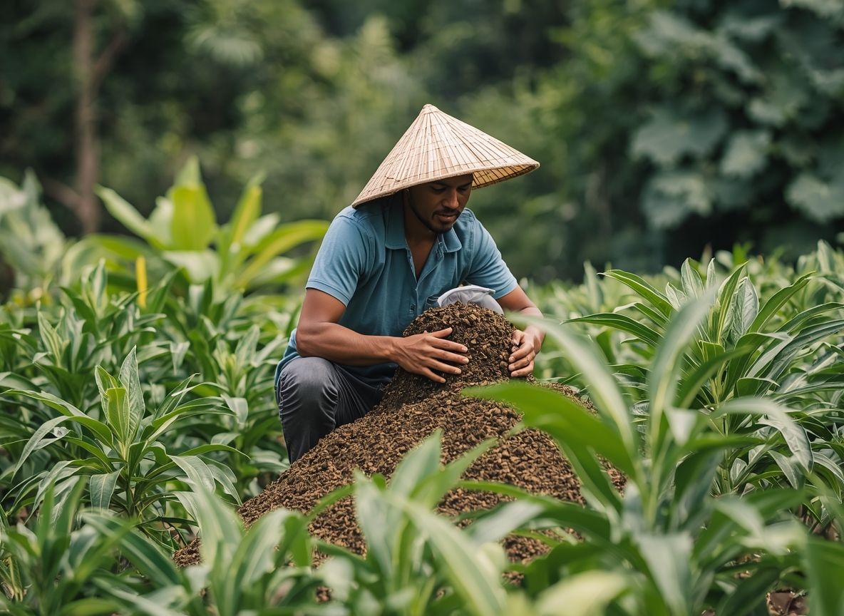 Ekologisk gård med odlare